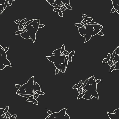 Köpekbalığı doodle Dikişsiz desen arka plan