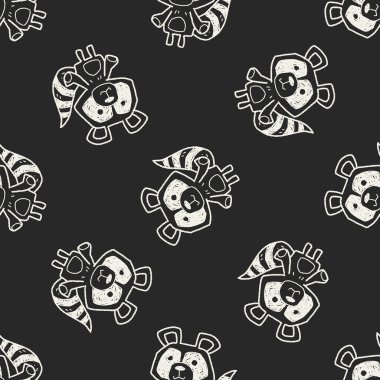 Rakun doodle Dikişsiz desen arka plan