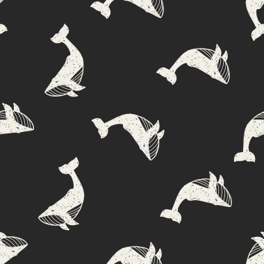 Balina doodle Dikişsiz desen arka plan