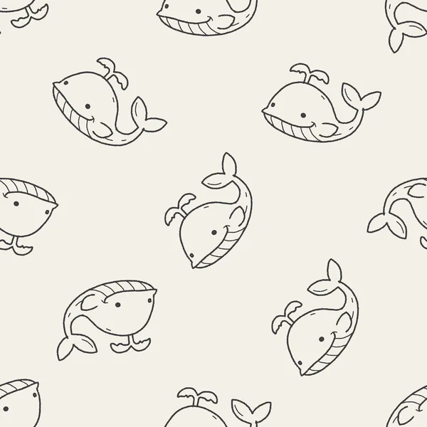 Velryba doodle bezešvé pozadí — Stockový vektor