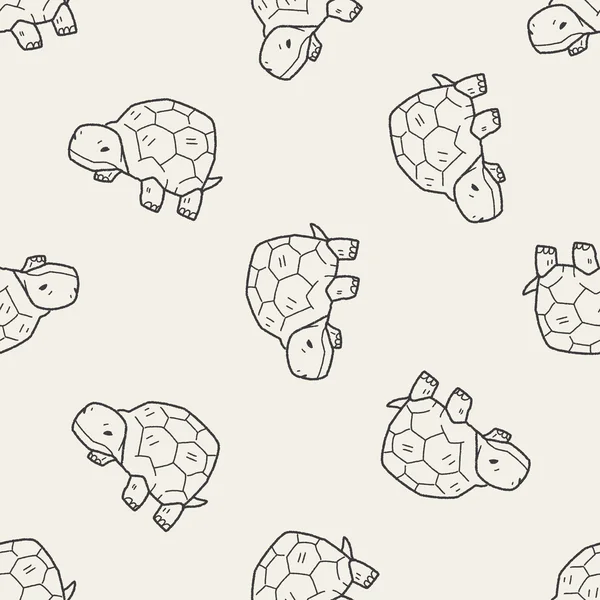 Tartaruga doodle sem costura fundo padrão — Vetor de Stock