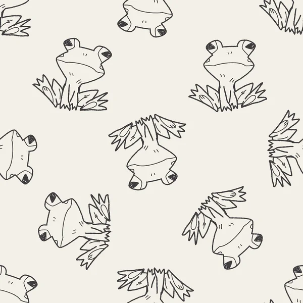 Frog doodle seamless pattern background — Stock Vector