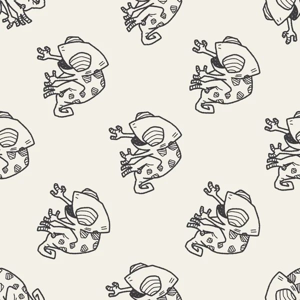 Chameleon doodle seamless pattern background — Stock Vector