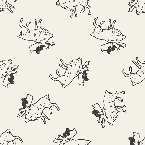 Elk doodle seamless pattern background — Stock Vector