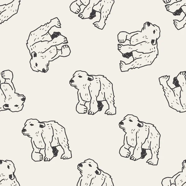 Polar bear doodle seamless pattern background — Stock Vector