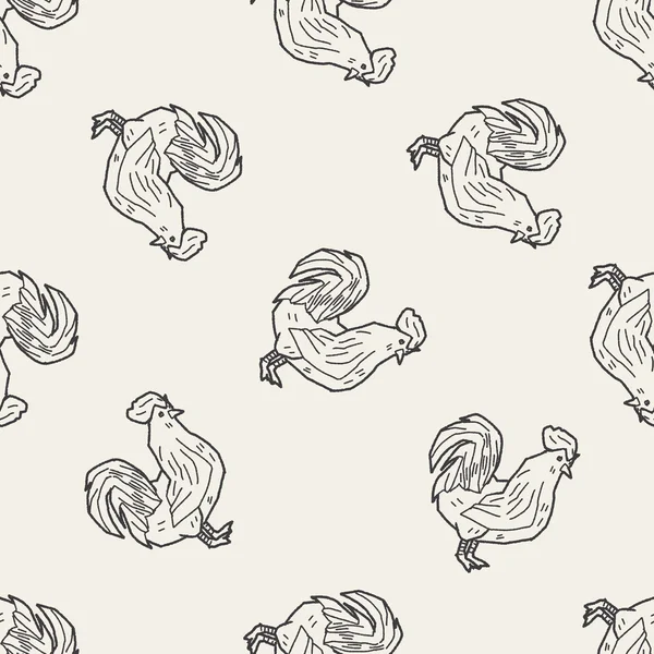 Pollo doodle sin costura patrón de fondo — Archivo Imágenes Vectoriales