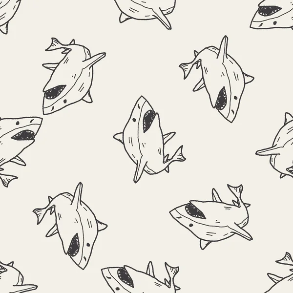 Žralok doodle vzor bezešvé pozadí — Stockový vektor