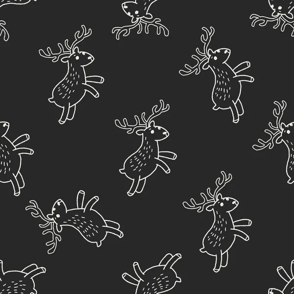 Deer doodle seamless pattern background — Stock Vector