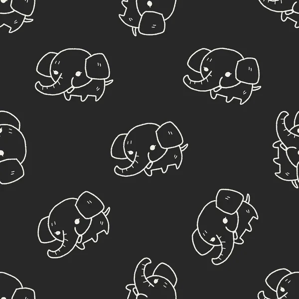Elephant doodle seamless pattern background — Stock Vector