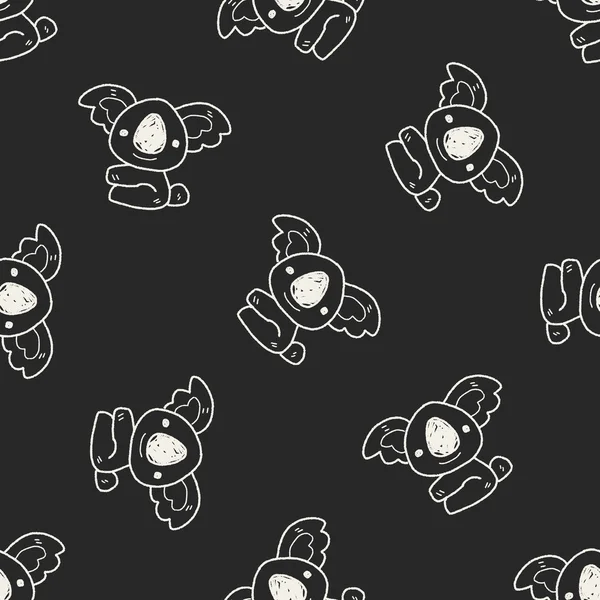 Koala doodle seamless pattern background — Stock Vector