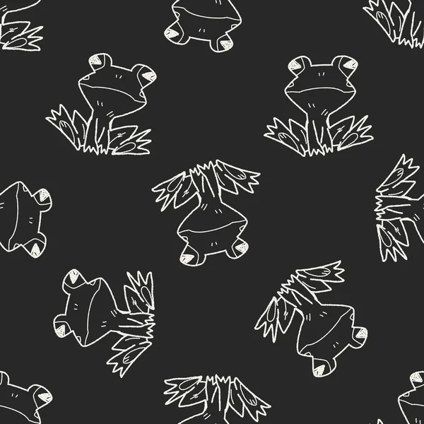 Frog doodle seamless pattern background — Stock Vector