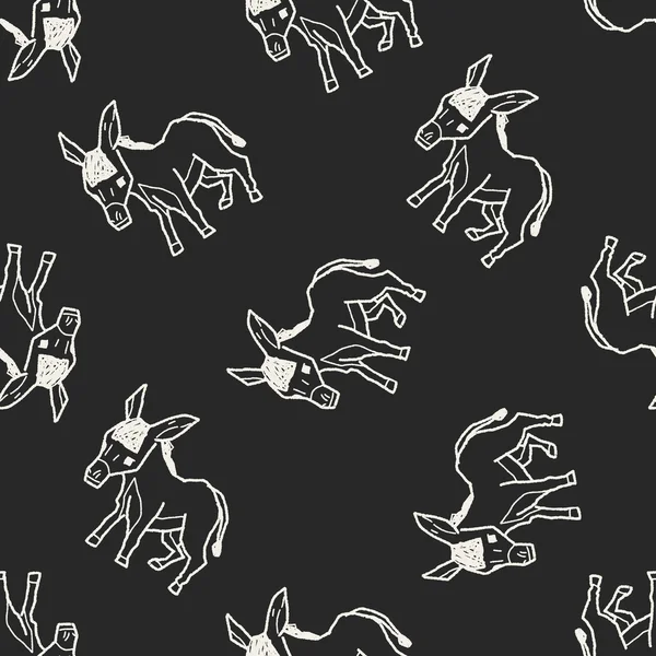 Burro doodle sem costura fundo padrão — Vetor de Stock