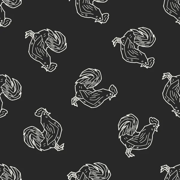 鶏落書きのシームレスなパターン背景 — ストックベクタ