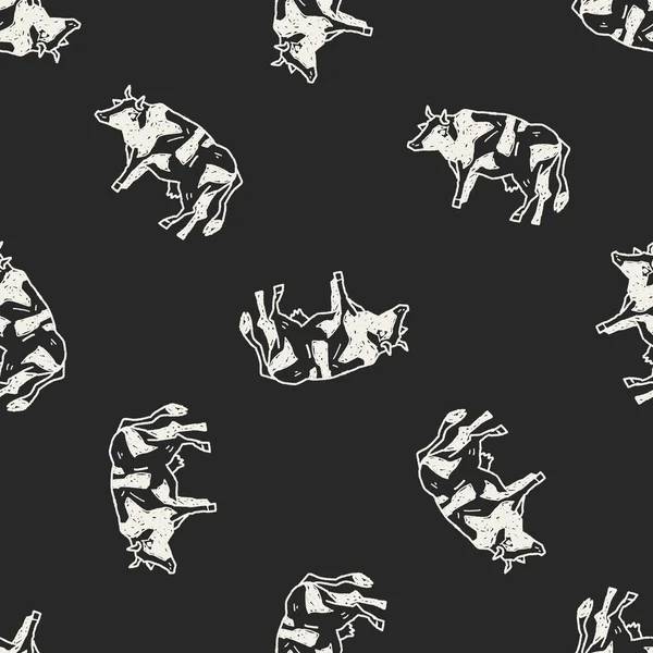 牛の落書きのシームレスなパターン背景 — ストックベクタ