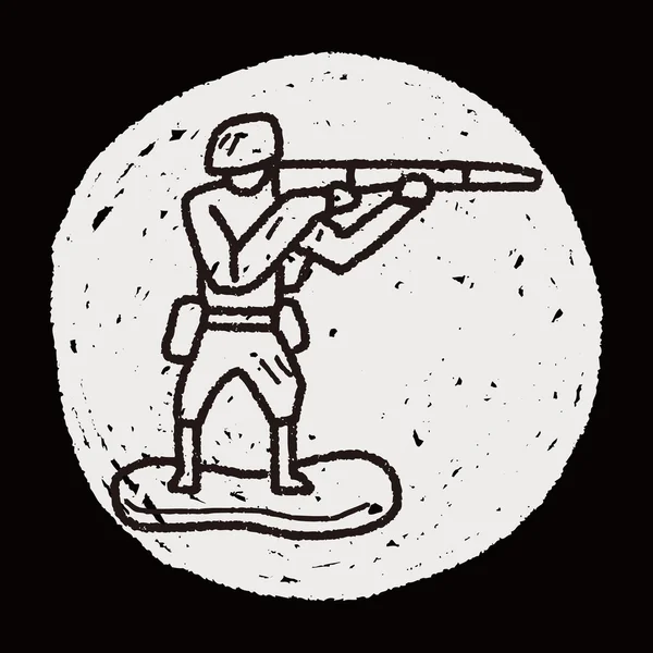Speelgoed soldaat doodle — Stockvector