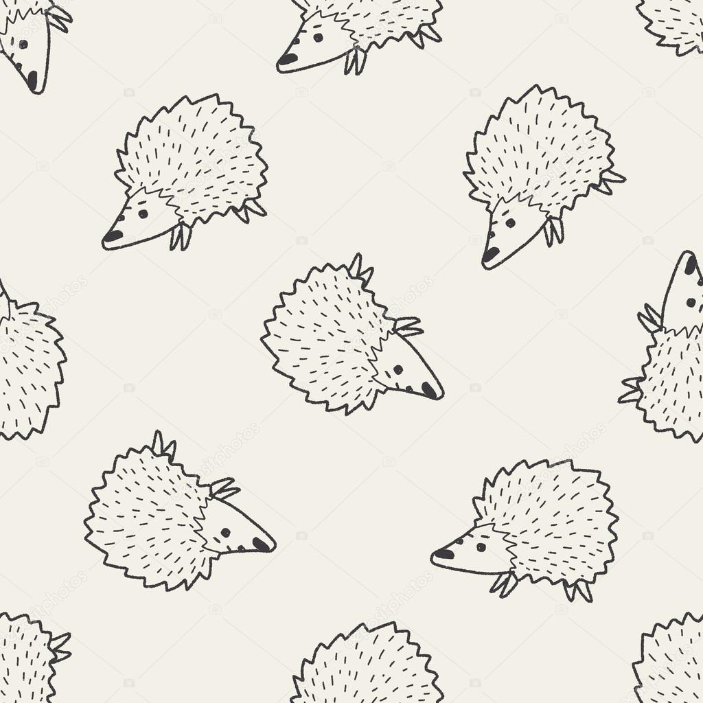 hedgehog doodle seamless pattern background