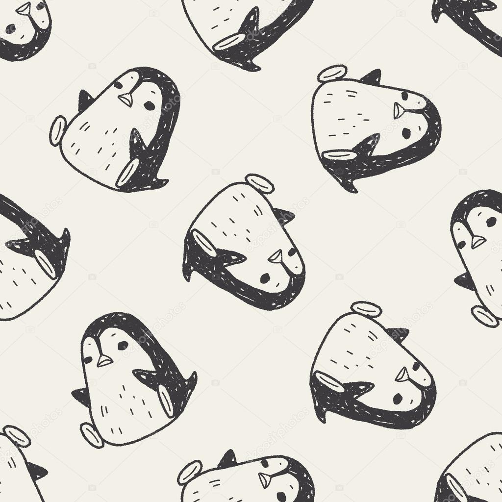 penguin doodle seamless pattern background