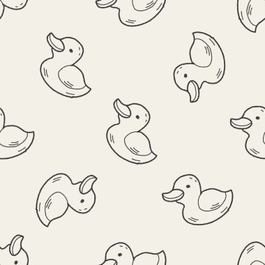 ördek Dikişsiz desen arka plan doodle