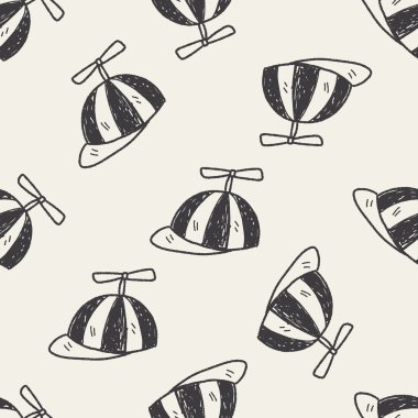 Çocuk şapka doodle Dikişsiz desen arka plan