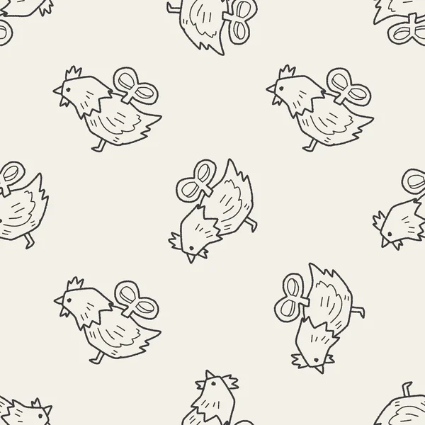 グッズ鶏落書きのシームレスなパターン背景 — ストックベクタ