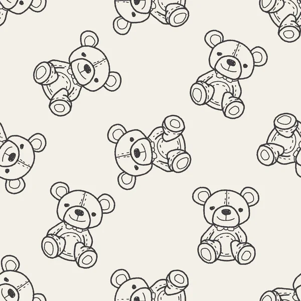 Bear Doodle nahtlose Muster Hintergrund — Stockvektor