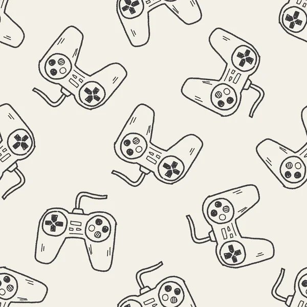 Juego controlador doodle sin costuras patrón de fondo — Vector de stock