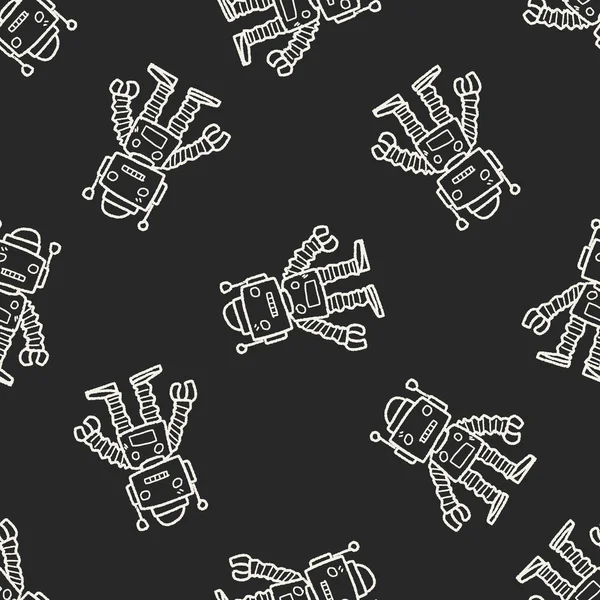 Robot doodle seamless pattern background — Stock Vector