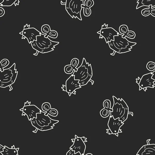 Toy chicken doodle seamless pattern background — Stock Vector