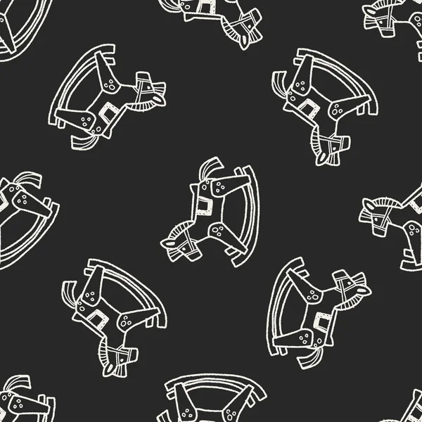 Rocking horse doodle seamless pattern background — Stock Vector