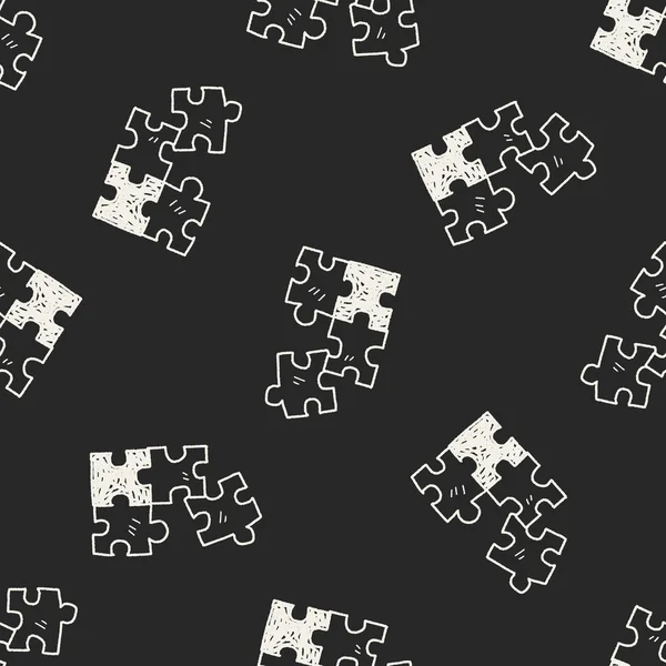 Jigsaw doodle seamless pattern background — стоковый вектор