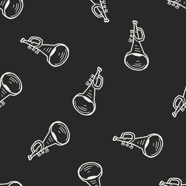 Trompet doodle Dikişsiz desen arka plan — Stok Vektör