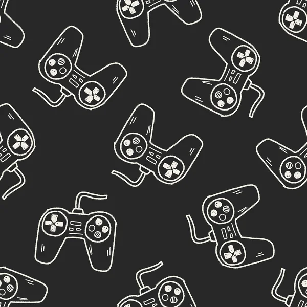 Juego controlador doodle sin costuras patrón de fondo — Vector de stock