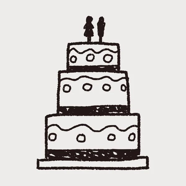 Tarta de boda garabato — Vector de stock