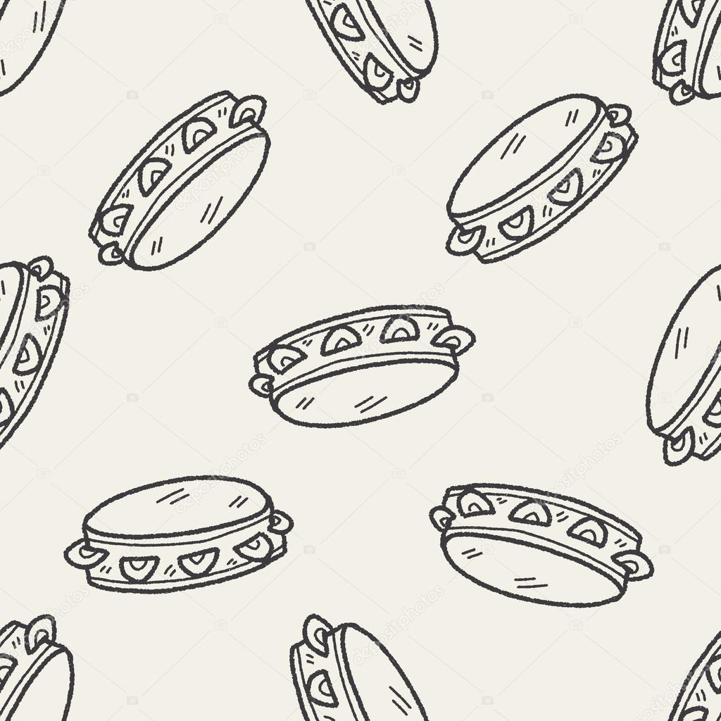 tambourine doodle seamless pattern background