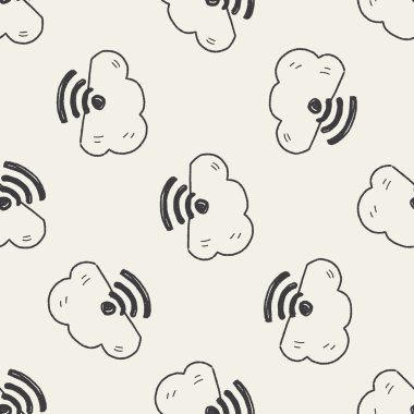 Internet bulut doodle çizim Dikişsiz desen arka plan