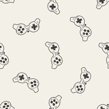 Doodle oyun kumandası Dikişsiz desen arka plan