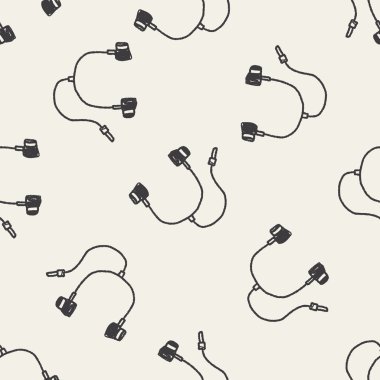 Doodle kulaklık Dikişsiz desen arka plan