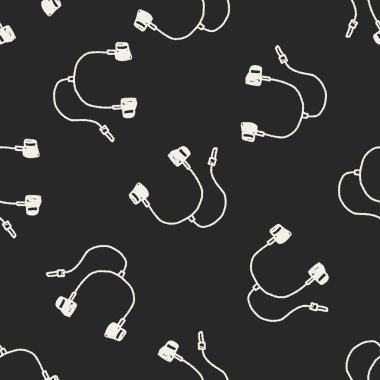 Doodle kulaklık Dikişsiz desen arka plan