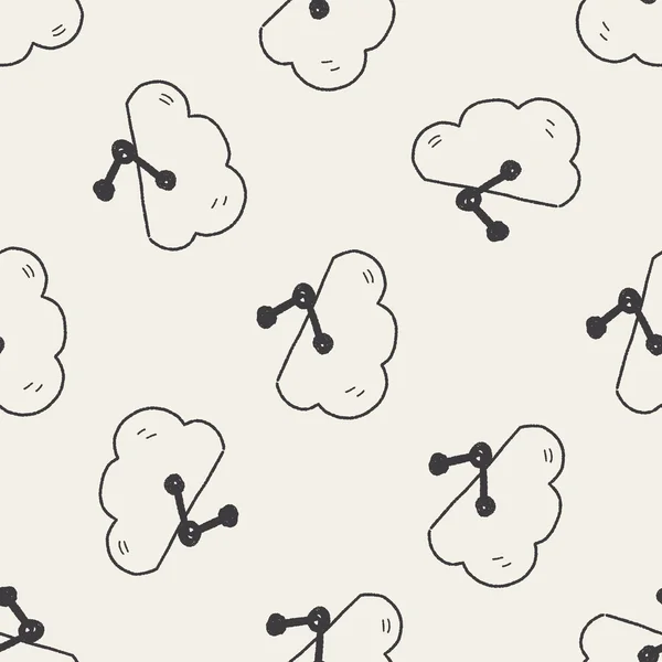 Internet cloud doodle drawing seamless pattern background — Stock Vector