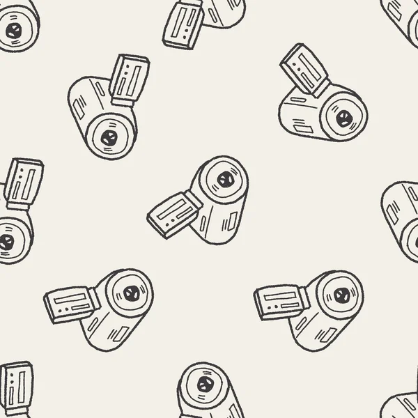 Doodle video camera seamless pattern background — Stock Vector