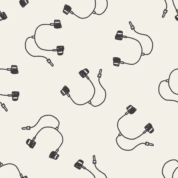 Doodle Auriculares sin costura patrón de fondo — Archivo Imágenes Vectoriales