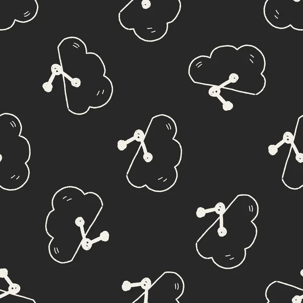 Internet cloud doodle drawing seamless pattern background — Stock Vector