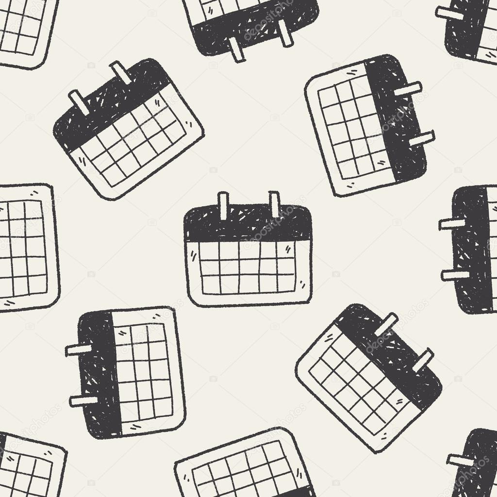 Monthly calendar doodle drawing seamless pattern background