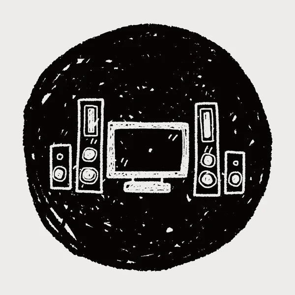 Home-TV-Doodle — Stockvektor