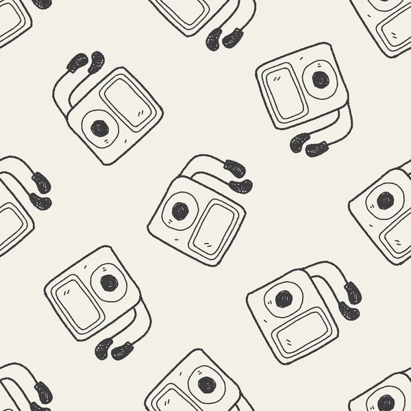 Mp3-Player Doodle nahtlose Muster Hintergrund — Stockvektor