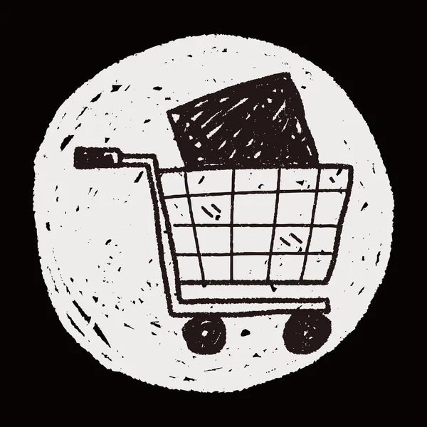 Carrito de compras doodle — Vector de stock