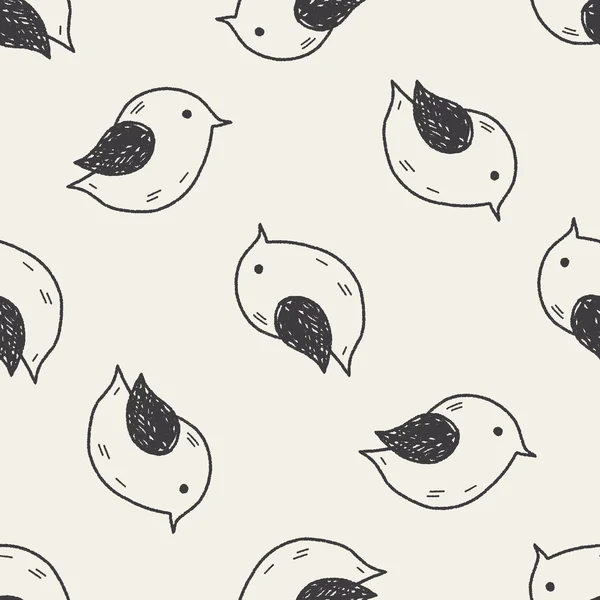 Oiseau doodle fond de motif sans couture — Image vectorielle