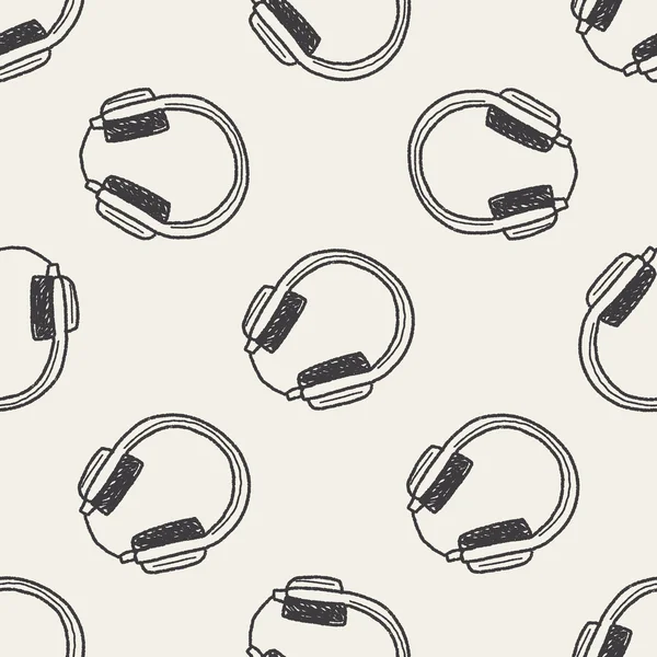 Kopfhörer-Doodle nahtlose Muster Hintergrund — Stockvektor