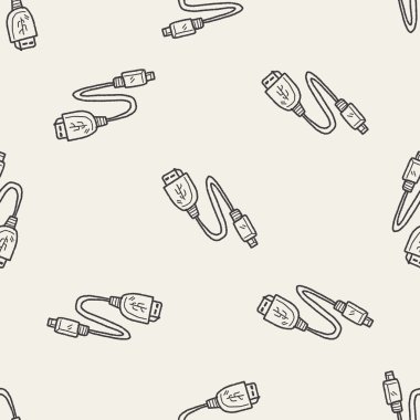 USB doodle Dikişsiz desen arka plan