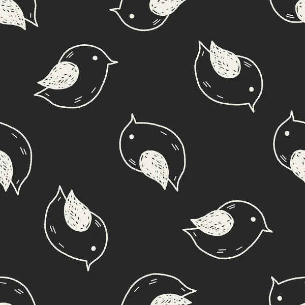 Pták doodle vzor bezešvé pozadí — Stockový vektor